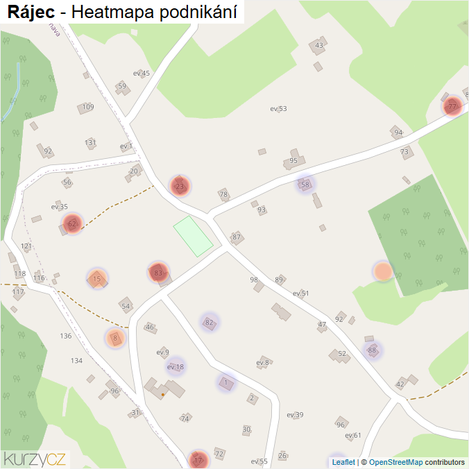 Mapa Rájec - Firmy v části obce.