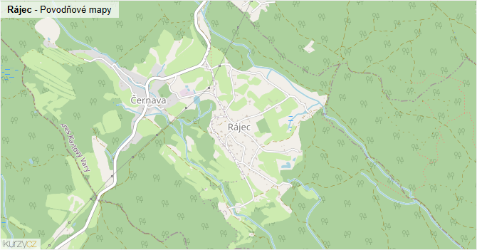 Rájec - záplavové mapy stoleté vody