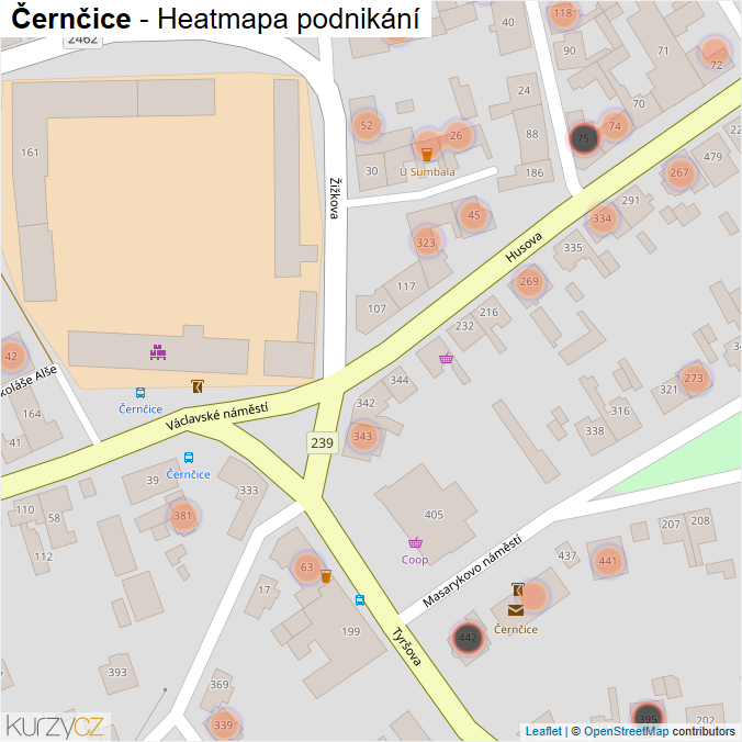 Mapa Černčice - Firmy v obci.