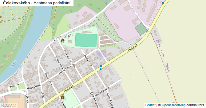 Čelakovského - mapa podnikání