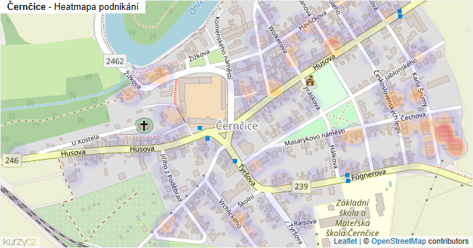 Černčice - mapa podnikání
