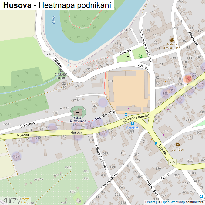 Mapa Husova - Firmy v ulici.