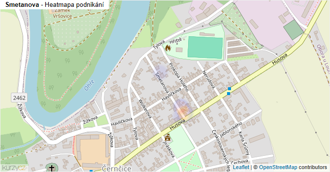 Smetanova - mapa podnikání