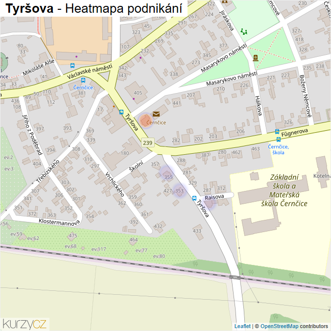 Mapa Tyršova - Firmy v ulici.