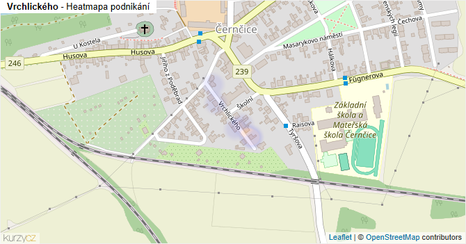 Vrchlického - mapa podnikání