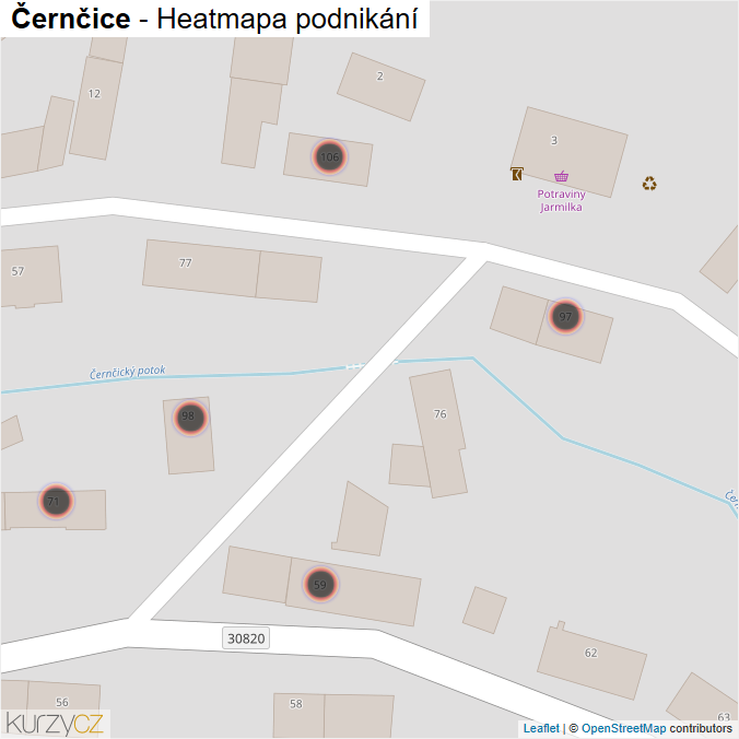 Mapa Černčice - Firmy v obci.