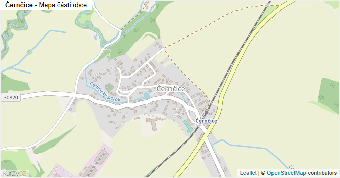 Černčice - mapa části obce