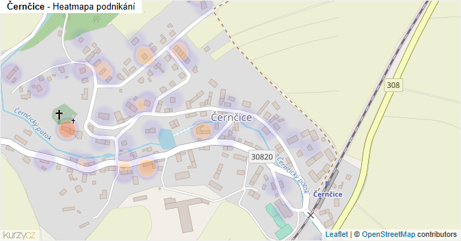 Černčice - mapa podnikání