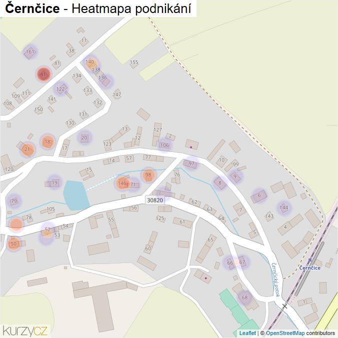Mapa Černčice - Firmy v části obce.