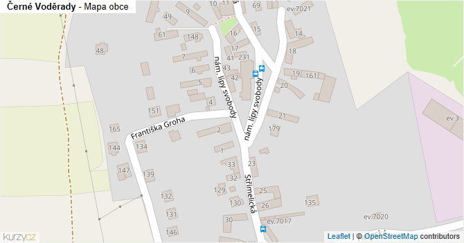 Černé Voděrady - mapa obce