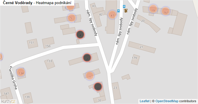 Černé Voděrady - mapa podnikání