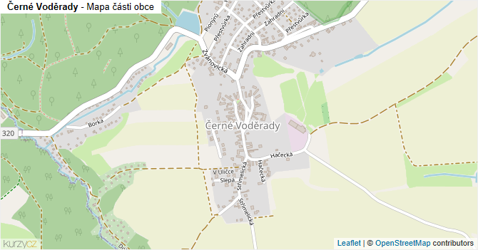Černé Voděrady - mapa části obce