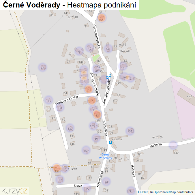 Mapa Černé Voděrady - Firmy v části obce.