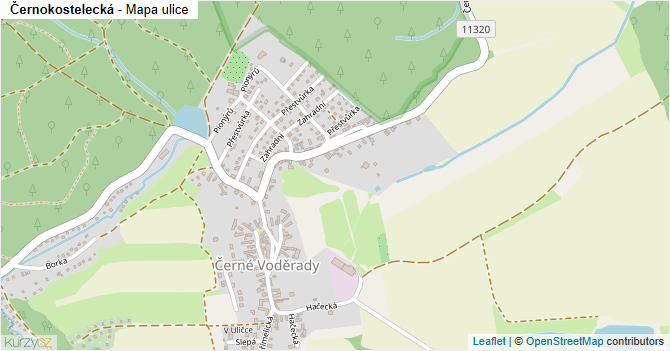 Černokostelecká - mapa ulice