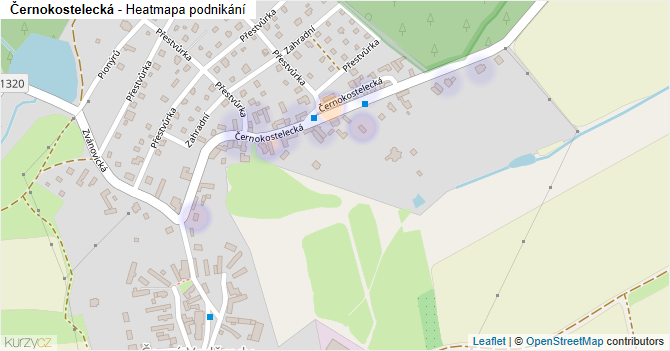 Černokostelecká - mapa podnikání