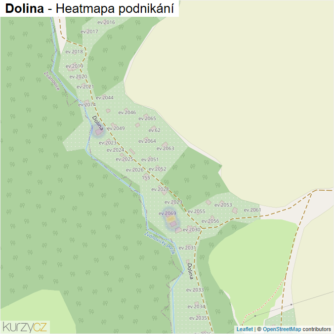 Mapa Dolina - Firmy v ulici.