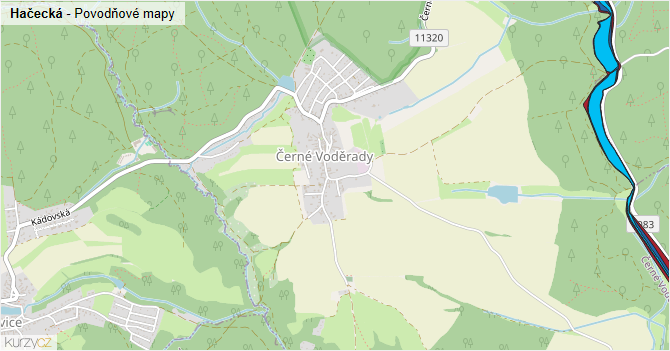 Hačecká - záplavové mapy stoleté vody