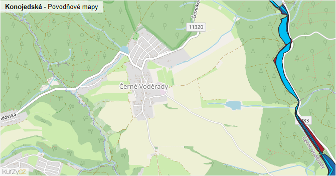 Konojedská - záplavové mapy stoleté vody