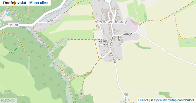 Ondřejovská - mapa ulice