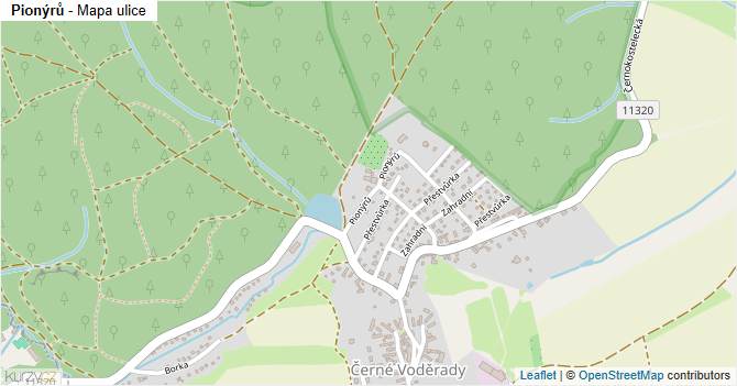 Pionýrů - mapa ulice