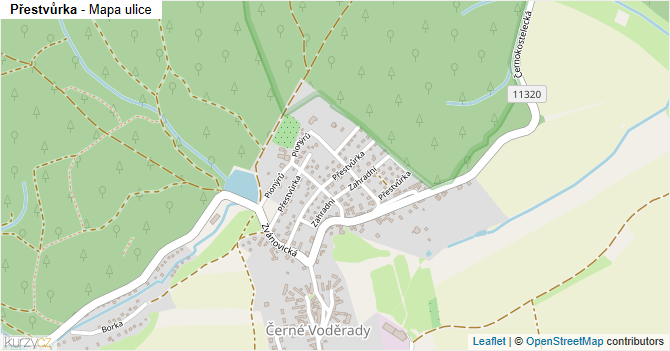 Přestvůrka - mapa ulice