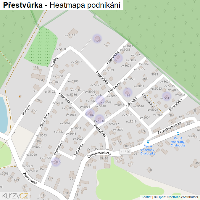 Mapa Přestvůrka - Firmy v ulici.