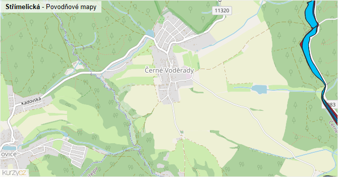 Střímelická - záplavové mapy stoleté vody