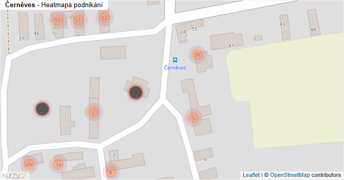 Černěves - mapa podnikání