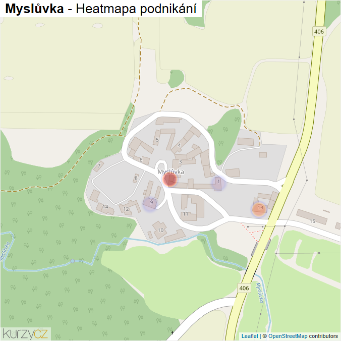 Mapa Myslůvka - Firmy v části obce.