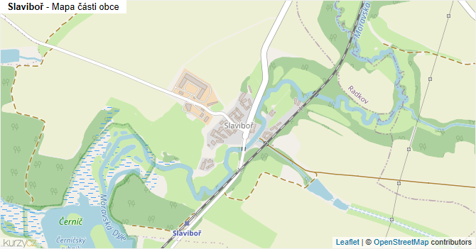 Slaviboř - mapa části obce