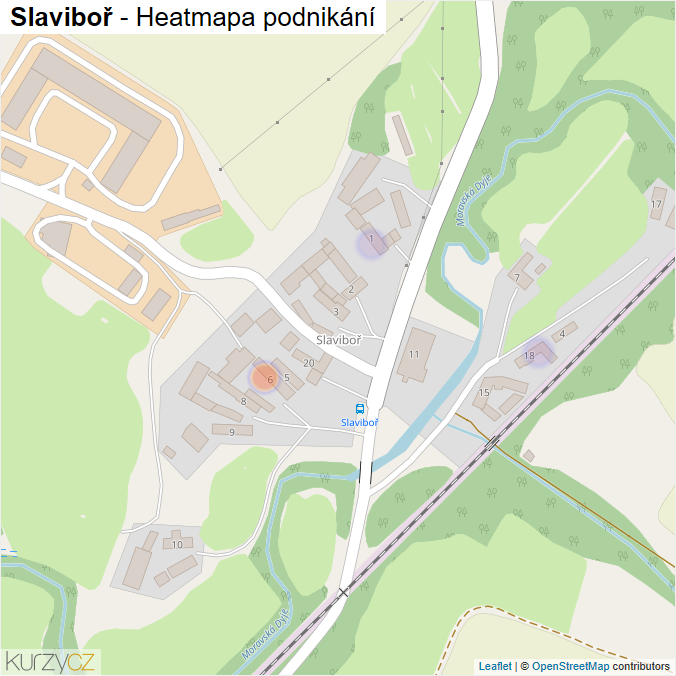 Mapa Slaviboř - Firmy v části obce.