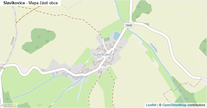 Slavíkovice - mapa části obce