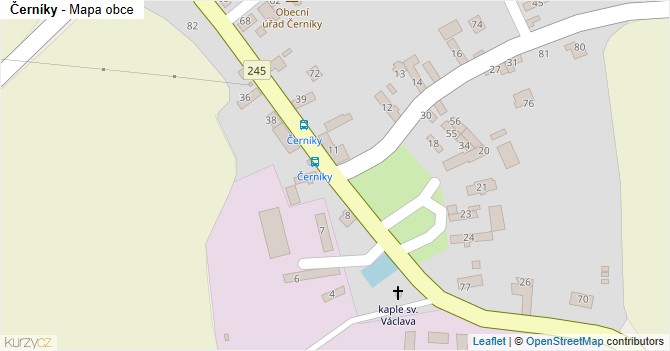 Černíky - mapa obce