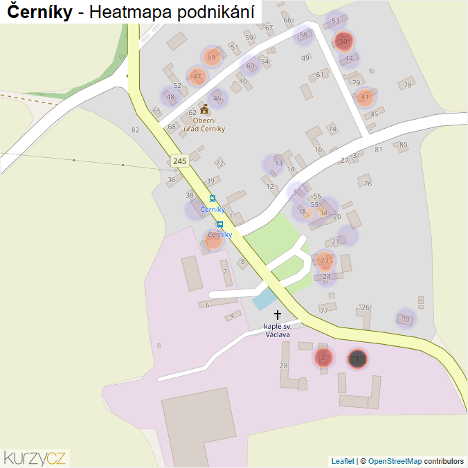 Mapa Černíky - Firmy v části obce.