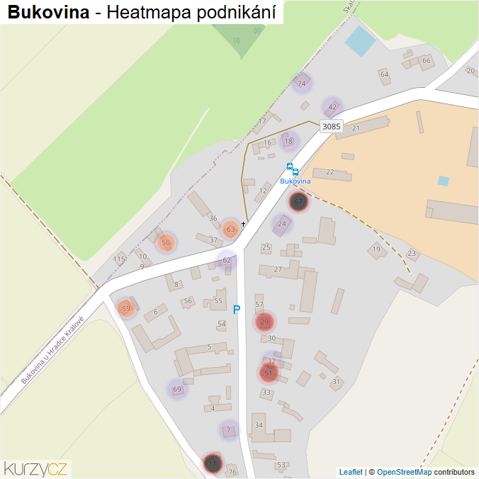 Mapa Bukovina - Firmy v části obce.