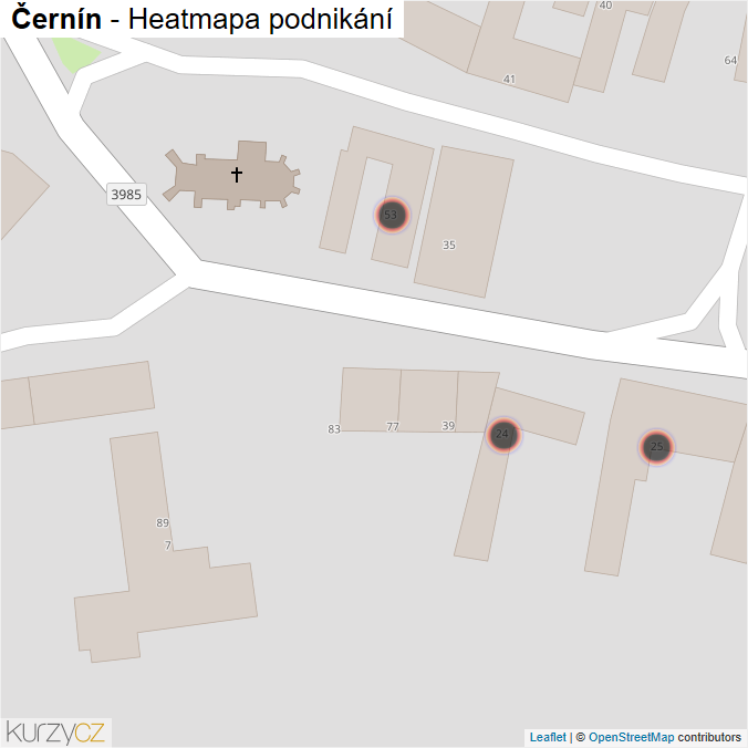 Mapa Černín - Firmy v obci.