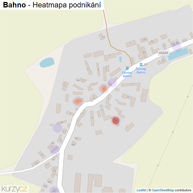 Mapa Bahno - Firmy v části obce.