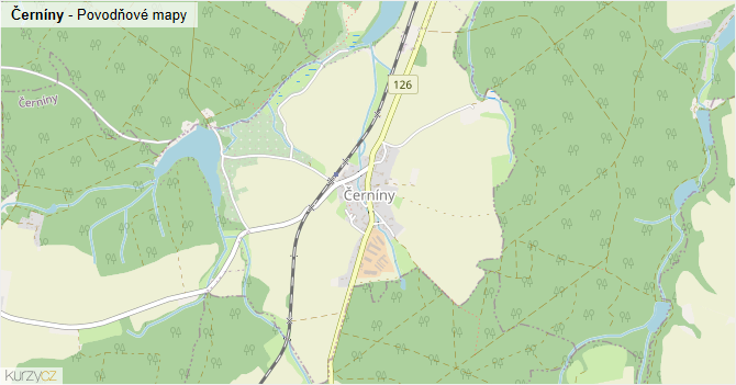 Černíny - záplavové mapy stoleté vody