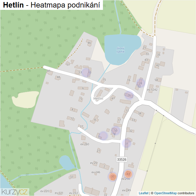 Mapa Hetlín - Firmy v části obce.