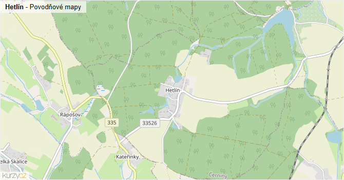 Hetlín - záplavové mapy stoleté vody