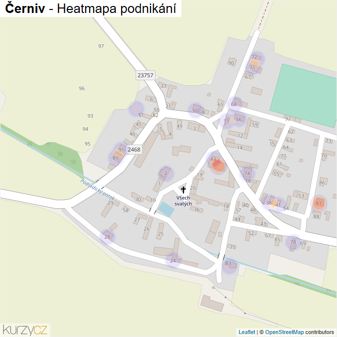 Mapa Černiv - Firmy v části obce.