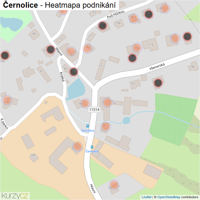 Mapa Černolice - Firmy v obci.