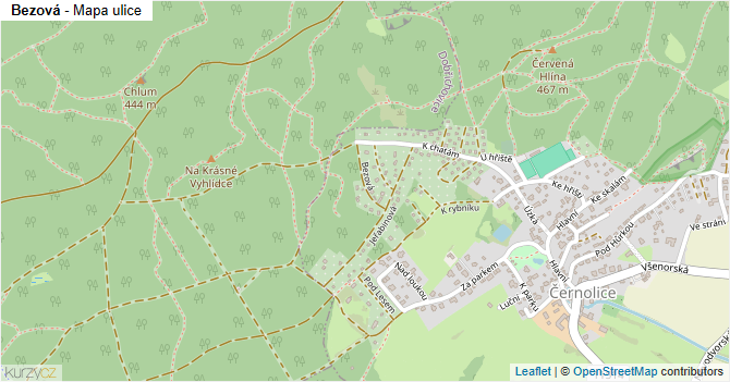 Bezová - mapa ulice