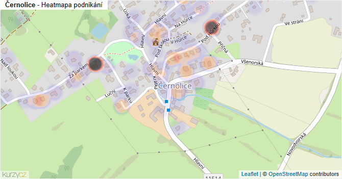 Černolice - mapa podnikání