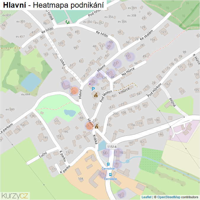 Mapa Hlavní - Firmy v ulici.