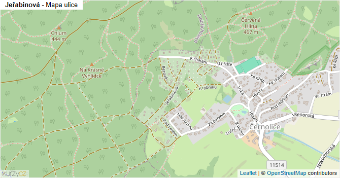 Jeřabinová - mapa ulice