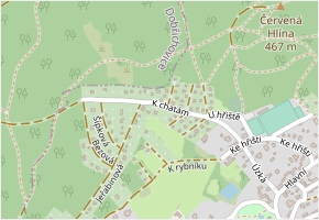 K chatám v obci Černolice - mapa ulice