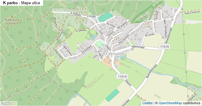 K parku - mapa ulice