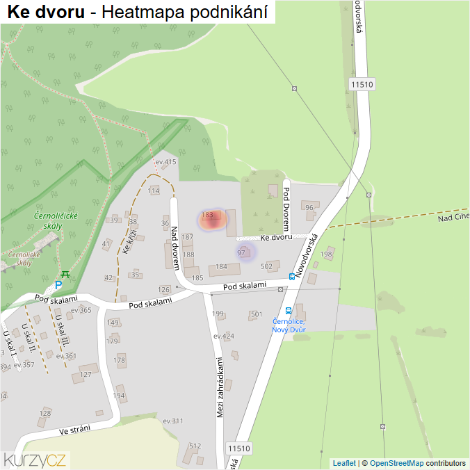 Mapa Ke dvoru - Firmy v ulici.
