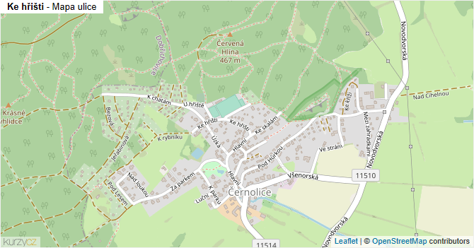 Ke hřišti - mapa ulice